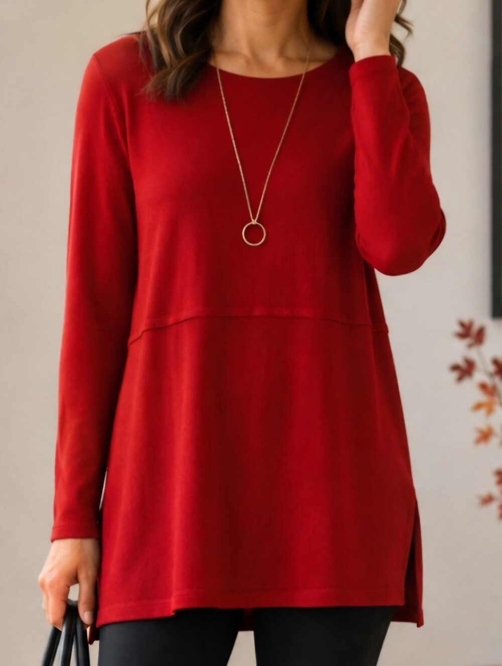 J.Jill Women's Red Long Sleeve Tunic Sweater Size Small. Fall, Minimalist, Chic